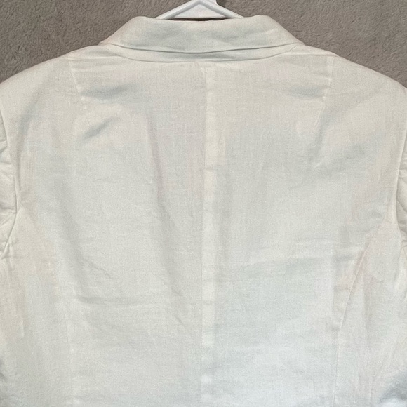 Banana Republic Women's White 100% Linen Blazer Sz 12 2 Button Front Coastal - Picture 10 of 15
